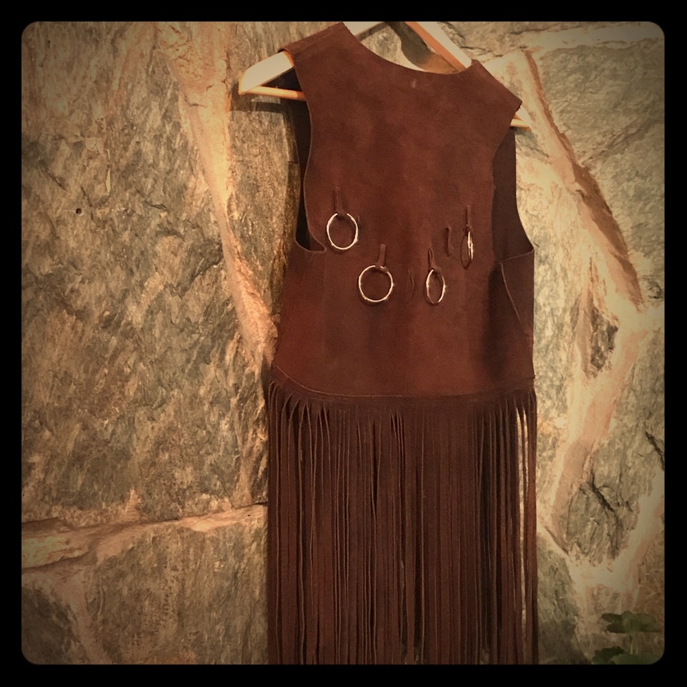 Suede vintage tassel vest.